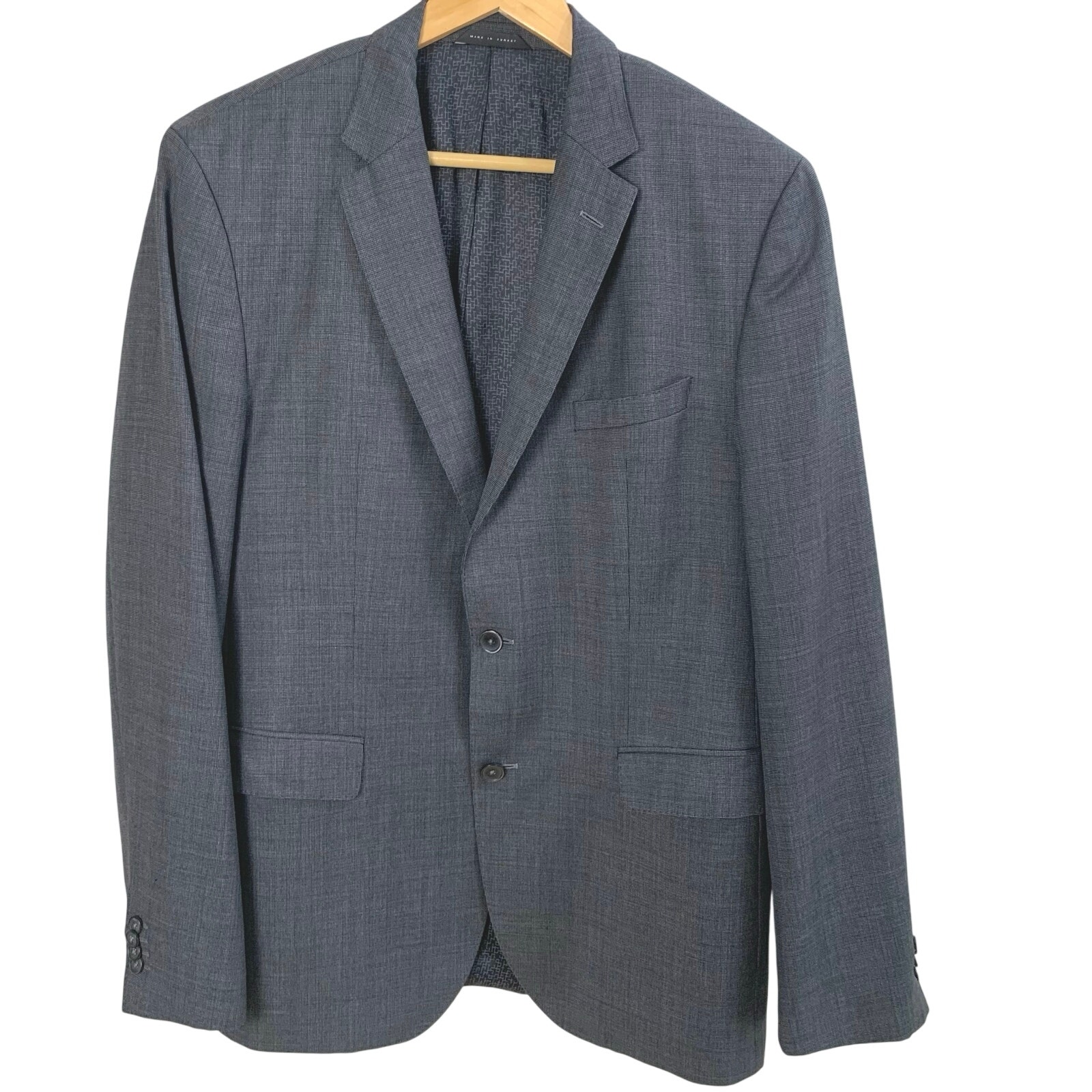 Boss Hugo Size 42l Men's Super 100 Sport Coat Blazer Jacket Gray Wool Business